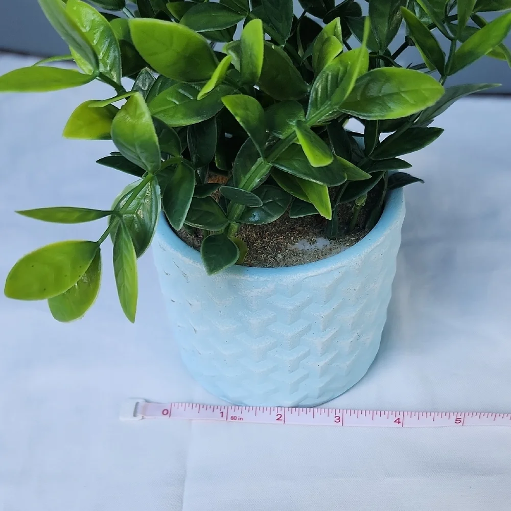 NWT Artificial Greenery in Blue Planter